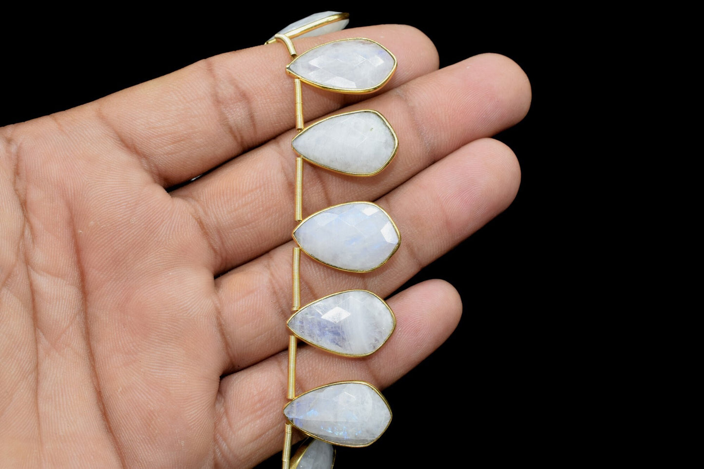 Moonstone 12x20mm Gold plated Bezel,Moonstone  Charms Pendant ,Moonstone Pendant Making Jewelry Supplies,Natural Gemstone pendant,