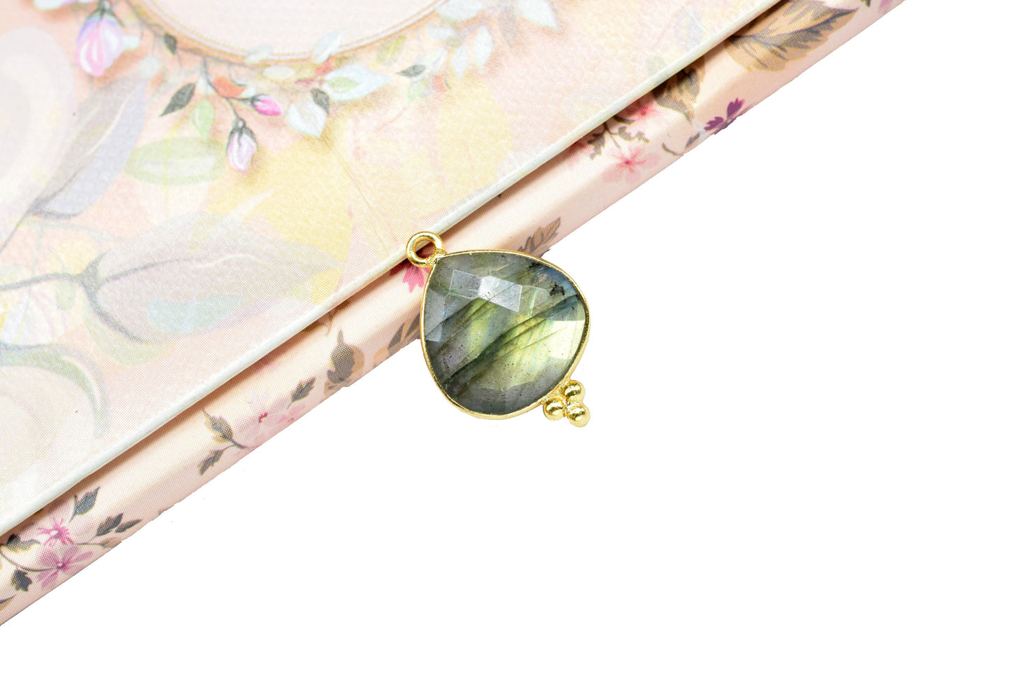 Natural Labradorite Gemstone 14mm Heart Shape Pendant,Labradorite Checker Cut bezel Pendant Jewelry,Labradorite Faceted Bezel Link Connector
