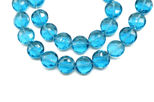 Neon Apatite 10mm Faceted Handmade Coin Shape Straight Drill Briolette Beads,Coin Gemstones Beads, Loose Gemstones, Matching Pair, jewelry