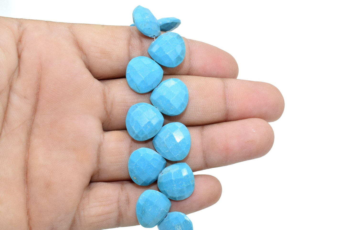 Blue Turquoise 14mm Heart shape Briolettes,Turquoise briolettes for making jewelry,Sky blue Turquoise Briolettes,Turquoise Heart briolettes