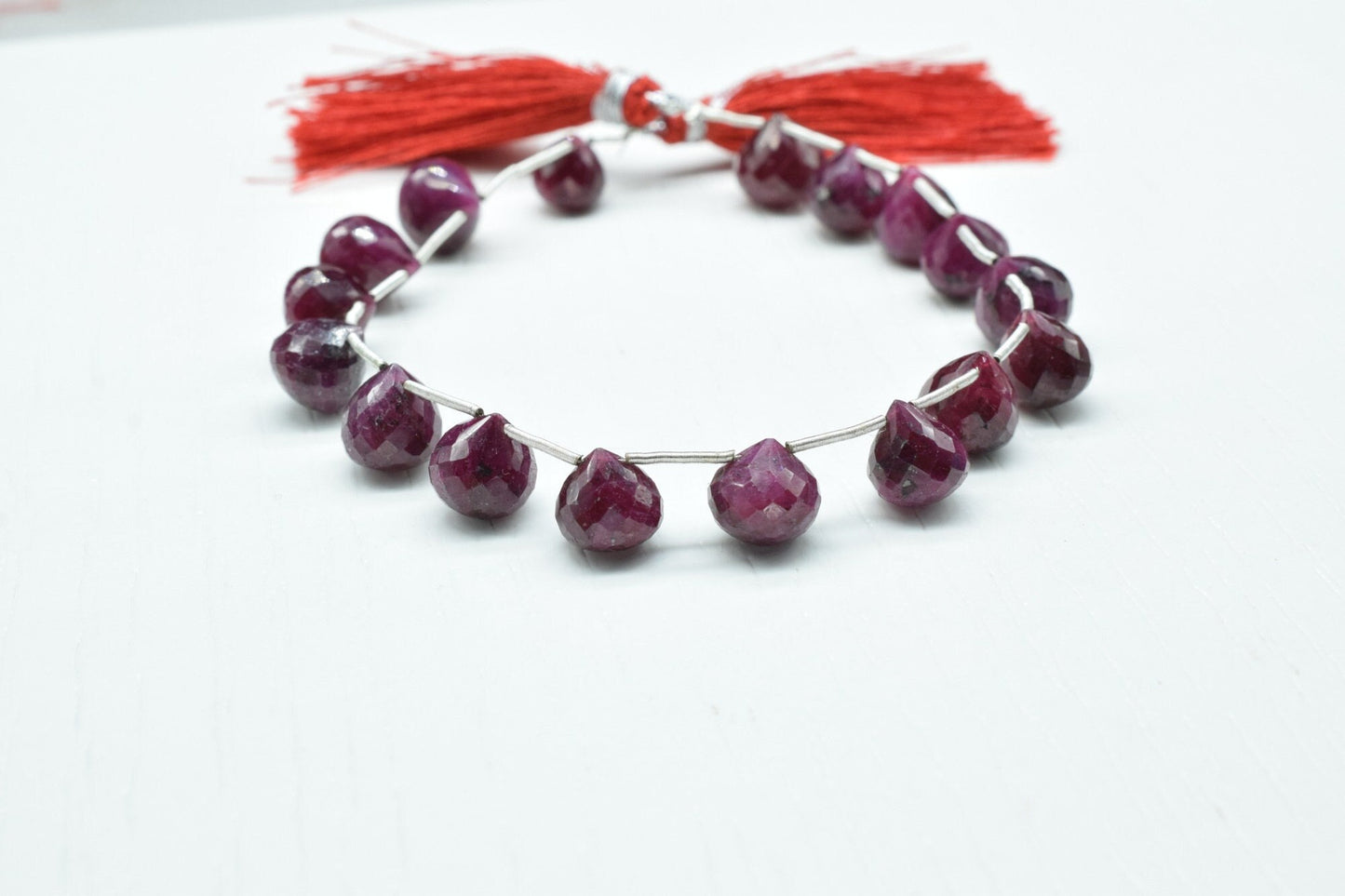 Ruby Drops Shape Briolettes,Ruby Side drilled Briolette,Ruby Jewelry making supplies,craft supplies,Ruby Briolette strand,Ruby beads