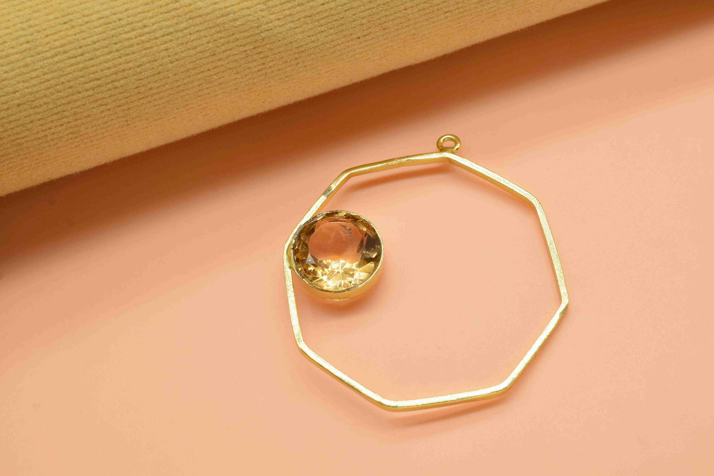 Citrine Quartz 10mm Round Shape Component,Gemstone Single Bail Connector,Finding Hexagon Shape Pendant,Citrine Quartz Earring,Jewelry Making