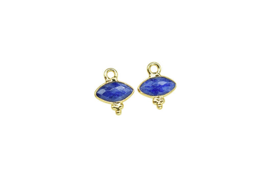 Gemstone Blue Sapphire Charms Pendant/Marquise Shape Pendant/Handmade Pendant/Tiny Pendant/Necklace Connector jewelry/Women Jewelry/Gift