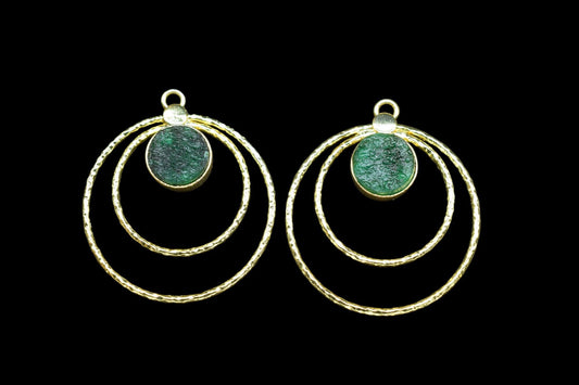 Green Druzy Round Bezel Connector,designer Bezel Connectory,Green DruzyGemstone Pendant,Jewelry Findings,Druzy Earrings Connector,B'Gifts