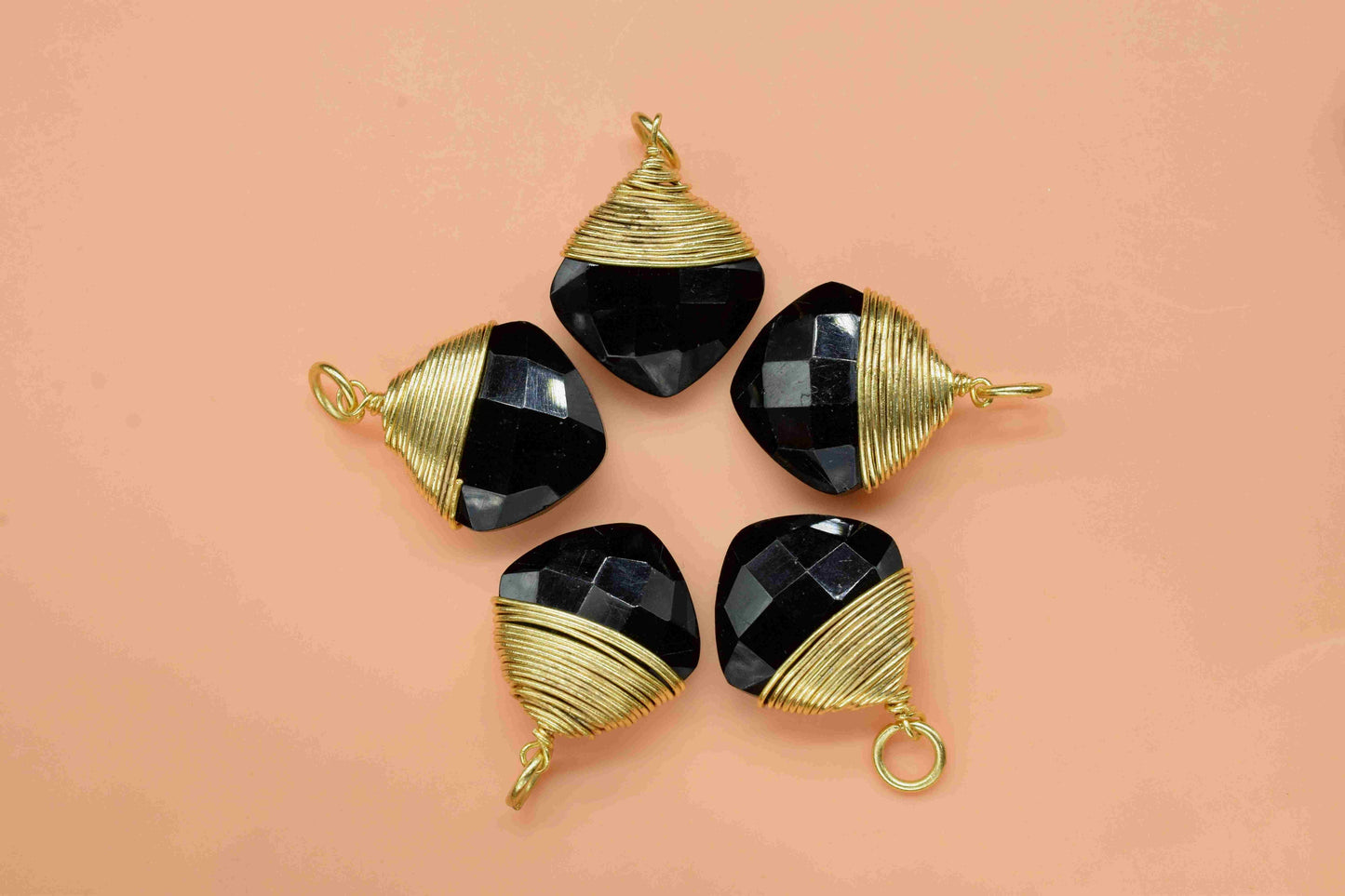 Black Onyx Square Faceted Connector,Gemstone Wire Wrapped Pendant,Loop Connector,Pendant Jewelry,Wire Wrapped Necklace,Black Onyx Jewelry