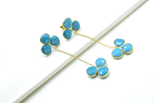 Turquoise Earring/Bridal Earring/Gold Plated Earring/Dangle Earring/Gold Plated Jewelry/Statement Earrings For Bridal/Bridesmaids Gifts