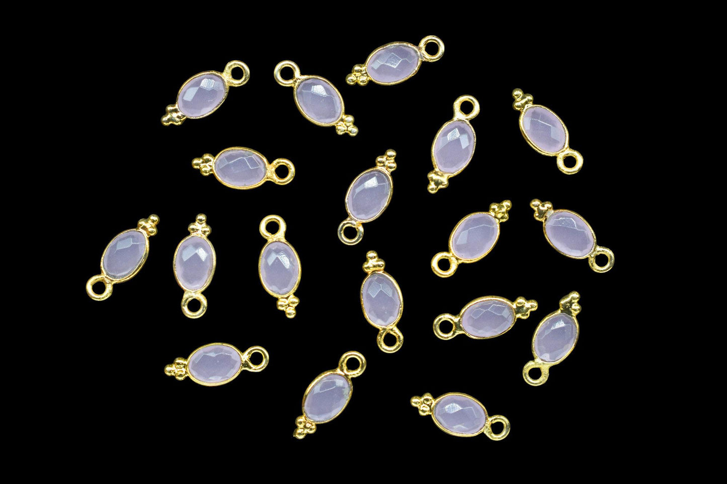 Rose Quartz Charms Connector/Handmade Jewelry/Gold Plated Connector/Tiny Pendant/Rose Quartz Pendant/Oval Shape Connector/Gemstone Charms