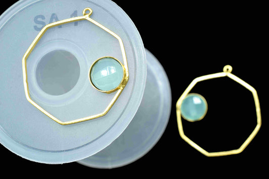 Aqua Chalcedony Gemstone Pendants, Finding Hexagon Shape Connector, Chalcedony 10mm Round Earring, Finding Component Necklace,Aqua Jewellery