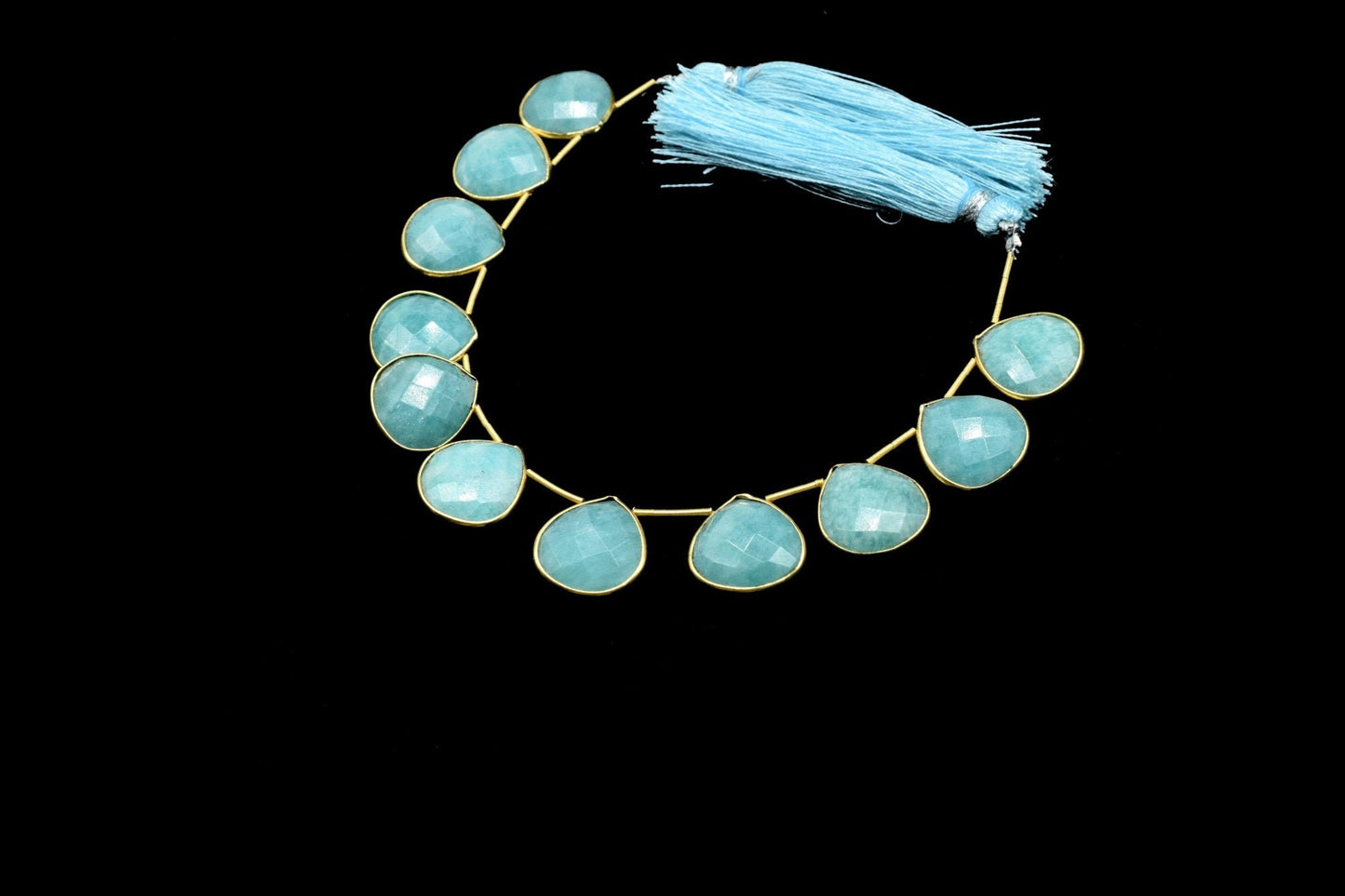 Natural Amazonite 14mm Heart shape 11 Pieces strand,Natural Gemstone Bezel Charms Links Connector Pendant,Single Bail Connectors jewelry