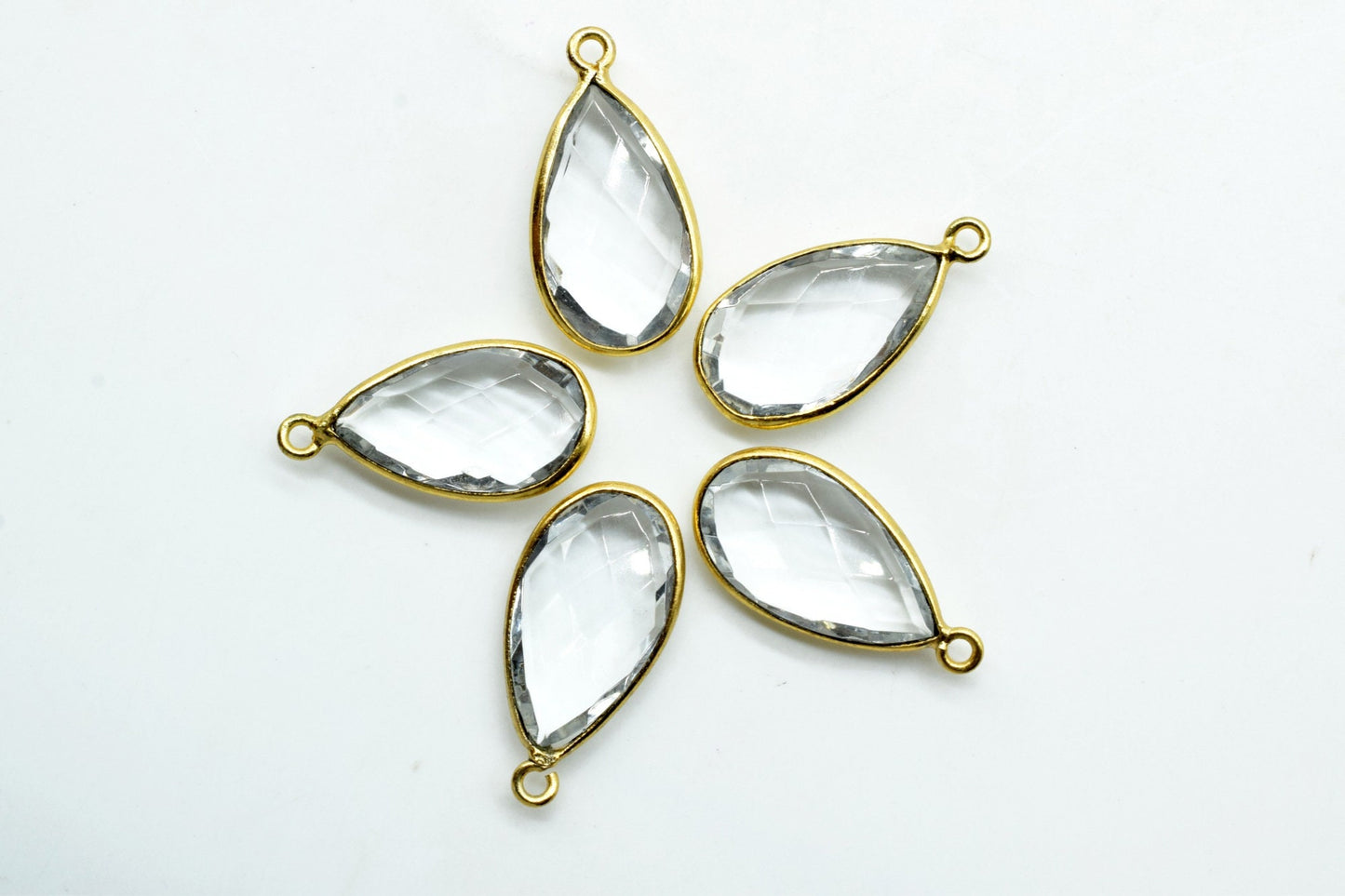 Crystal 10x18mm Pear shape charm,Crystal Pear pendant,Crystal Gold Plated bezel,jewelry making charms craft,Birthstone charms,Crystal jewels