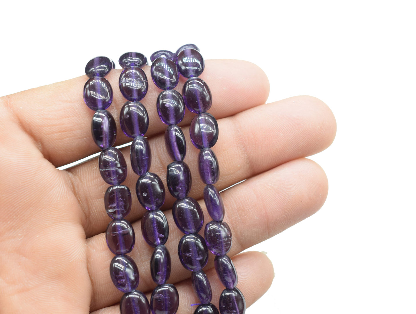 Amethyst Smooth Oval Beads,Amethyst Quartz Smooth Beads,Loose Beads for Jewelry Making,Amethyst Plain Oval Beads,Amethyst Smooth Nuggets