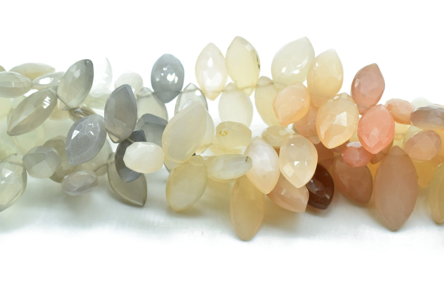 Multi Moonstone 7x14mm faceted Marquise Shape Briolettes,Multi Moonstone Briolette,AAA Quality Briolette,9'' Marquise shape strand,Moonstone