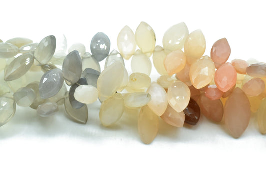 Multi Moonstone 7x14mm faceted Marquise Shape Briolettes,Multi Moonstone Briolette,AAA Quality Briolette,9'' Marquise shape strand,Moonstone