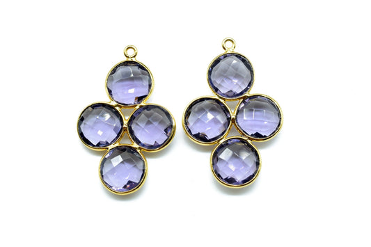 Amethyst Gemstone bezel Component,Amethyst Attached Bezel Pendant,Amethyst Bezel connector,Amethyst Pendant,Amethyst Earring,Amethyst Bezel