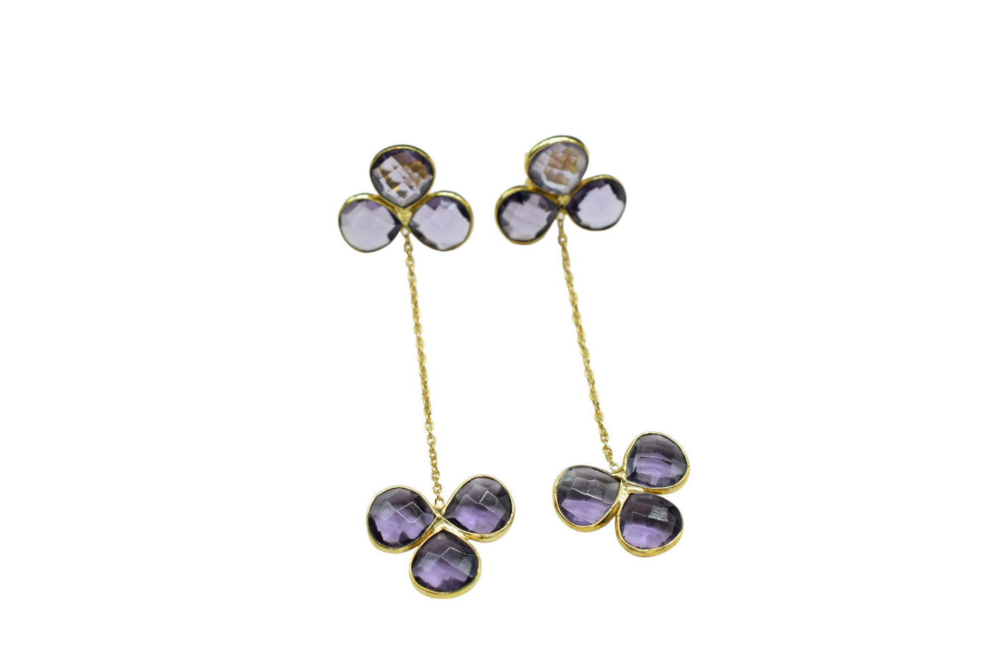 Amethyst Danglig Earring/Bridal Earring/Gemstone Earring/Handmade Earring/Gold Plated Earring/Statement Earrings For Bridal/Handmade Jewelry