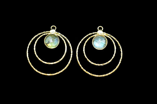 Fleshy Labradorite Round Faceted Bezel Connector,designer Bezel Connectory,Grey Gemstone Pendant,Jewelry Making Supply,Labradorite Earrings