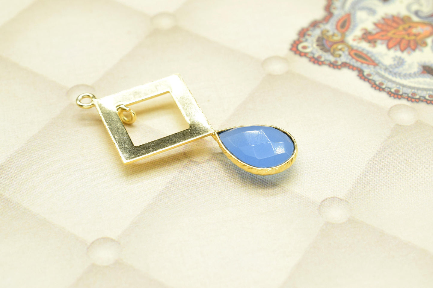 Blue Chalcedony Teardrop Pendant/9x13 Faceted Teardrop Gemstone/ Faceted Cut Gemstone/Single Bail Pendant/Handmade Items/Charms & Pendants/