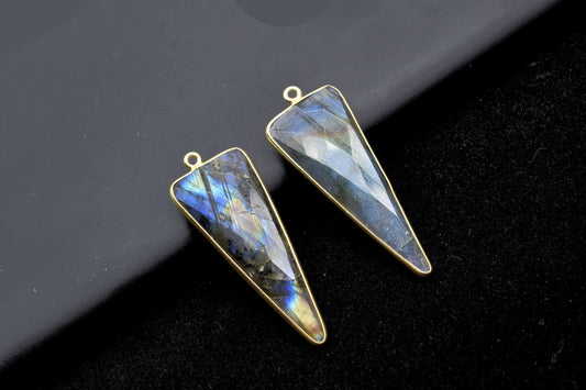 Labradorite 16x38mm Trillion Shape bezel,Gold Plated bezel,Labradorite Bezel Charm,Gold Vermeil Bezel,jewelry making charmGold-Filled bezel