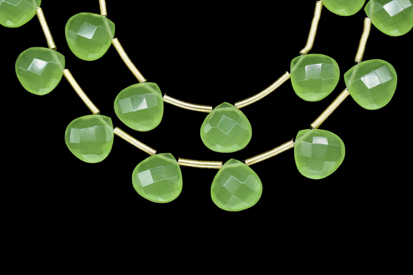 Prehnite Faceted Heart Shape Briolettes,Green Gemstone Heart Beads,Prehnite 9 inch strand,Jewelry Making Supplies,Prehnite Heart jewelry