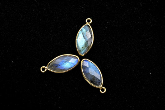 Labradorite 8x16mm marquise shape Single bail charm,Labradorite marquise Connector Pendant,Bezel Link Single Bail Connector,Labradorite