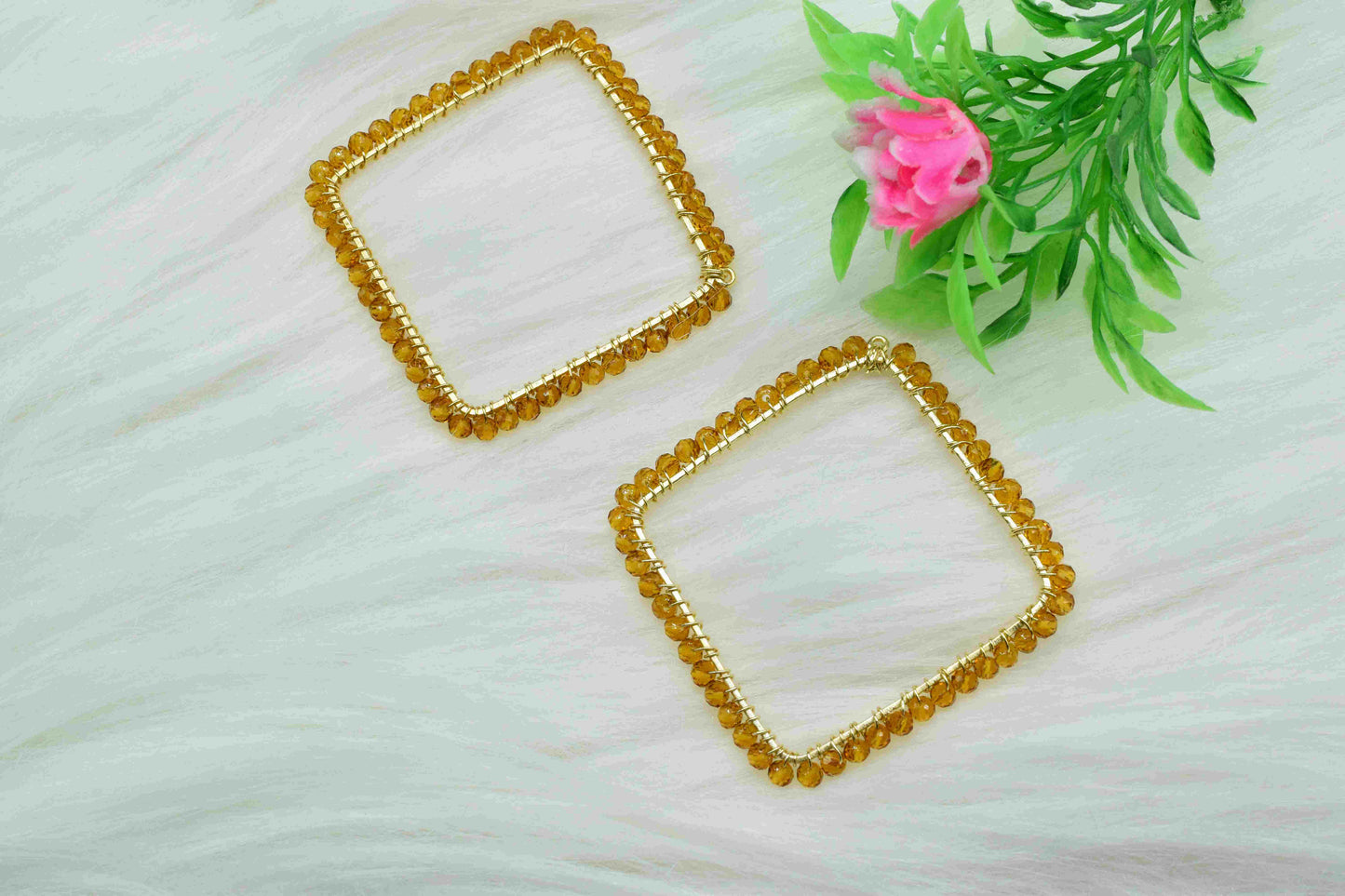 Citrine Beaded Earring Connector,Gemstone Wire Wrapped Components,Dangle Earring Component,Finding Necklace,Pendant Jewelry Connectors,Gift