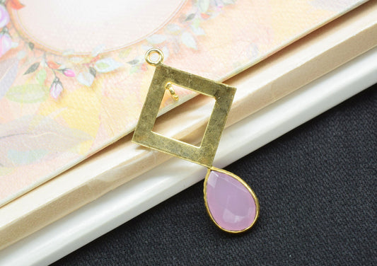 Rose Quartz Designer Pendant/Teardrop Pendant/Rose Quartz Faceted Gemstone/Rose Quartz Earring/Handmade Jewellery Essentials/B'day Gift/DIY