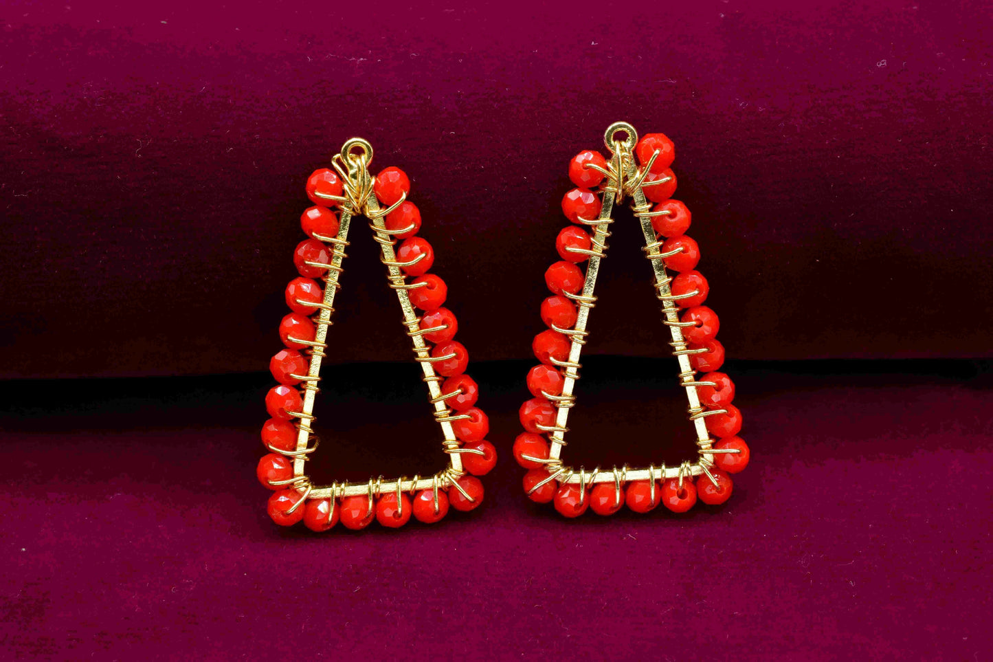 Red Coral Wire Wrapped Dangle Earring,Gemstone Component,Handmade Connector,Beaded Earring Connector,Finding Necklace,Red Coral Jewelry,Gift