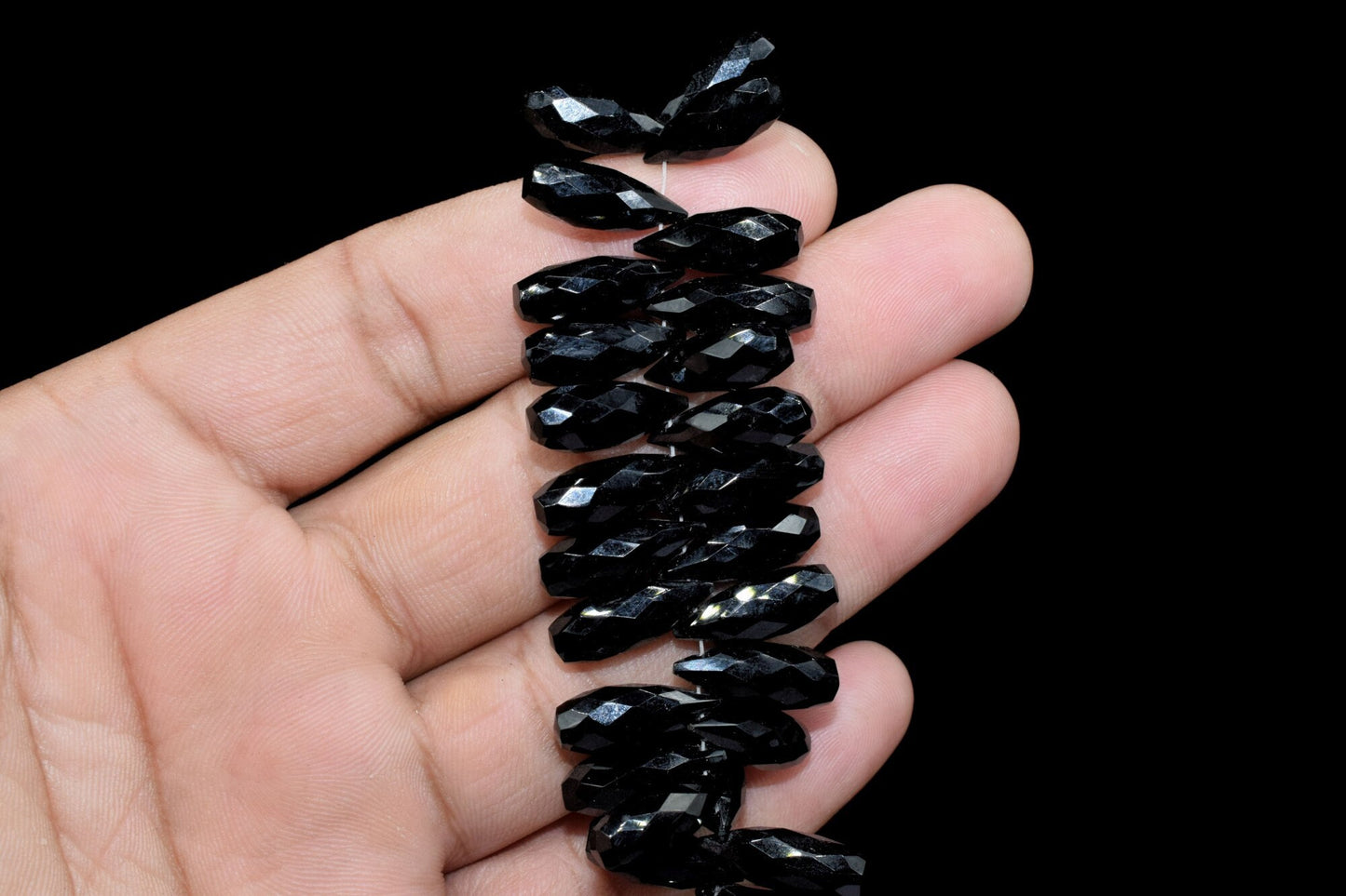 AAA Faceted Natural Black Onyx 6x16mm Teardrop Briolettes, Black Onyx Gemstone Briolettes, Onyx Faceted Teardrop Briolette, Teardrop Pendant