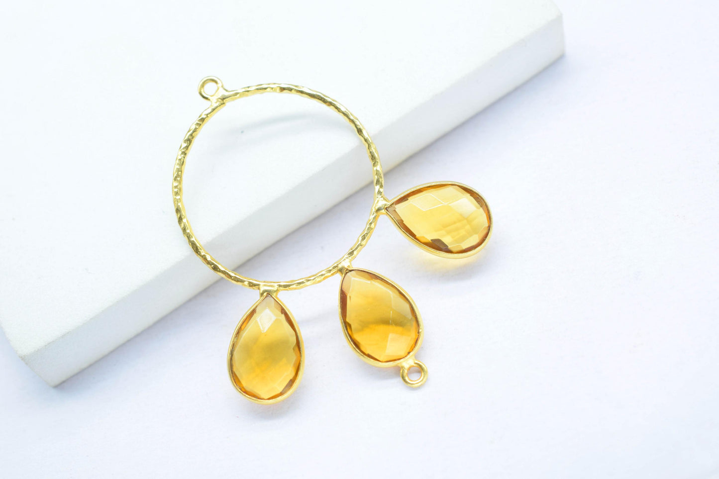 Citrine Pendant/Gold Plated Jewellery/Connector Jewellery/Gemstone Jewellery/Brass Connector Jewellery/Double Bail Pendant/Citrine Jewelry