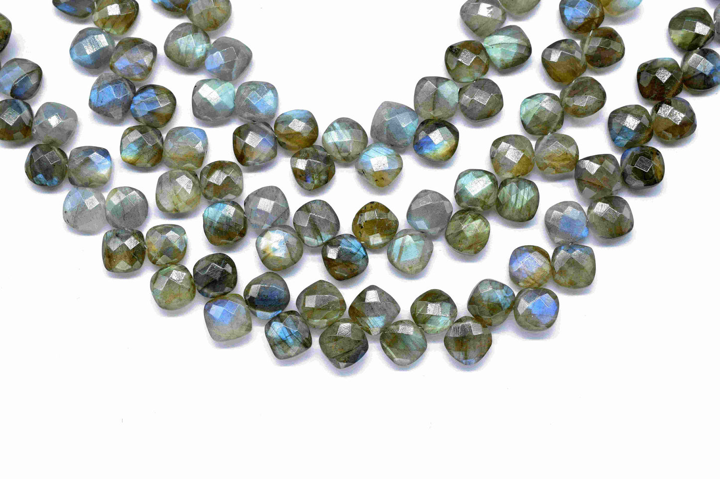 Labradorite Gemstone Faceted 8mm Cushion Shape Briolettes,Flashy Labradorite Beads,Labradorite Faceted Briolette,Gemstone Beads Strands,Gift
