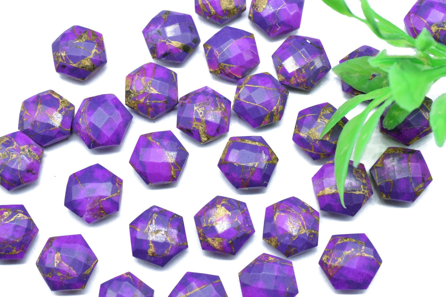 Natural Purple Copper Turquoise Gemstone Hexagon Shape Briolettes Faceted Gemstone,Copper Turquoise 10mm Hexagon Stone, Calibrated Gemstone