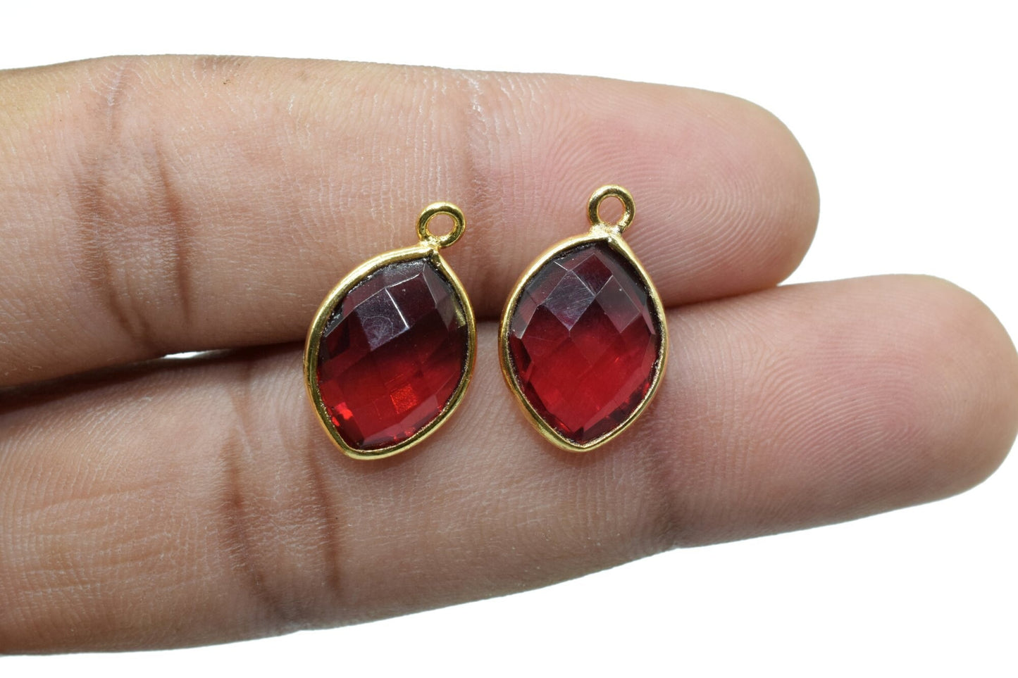 Pink Tourmaline 10x13mm Eye shape single bail charms,Pink Tourmaline pendant,Tourmaline Gold Plated bezel,Faceted Charms Connector Jewelry