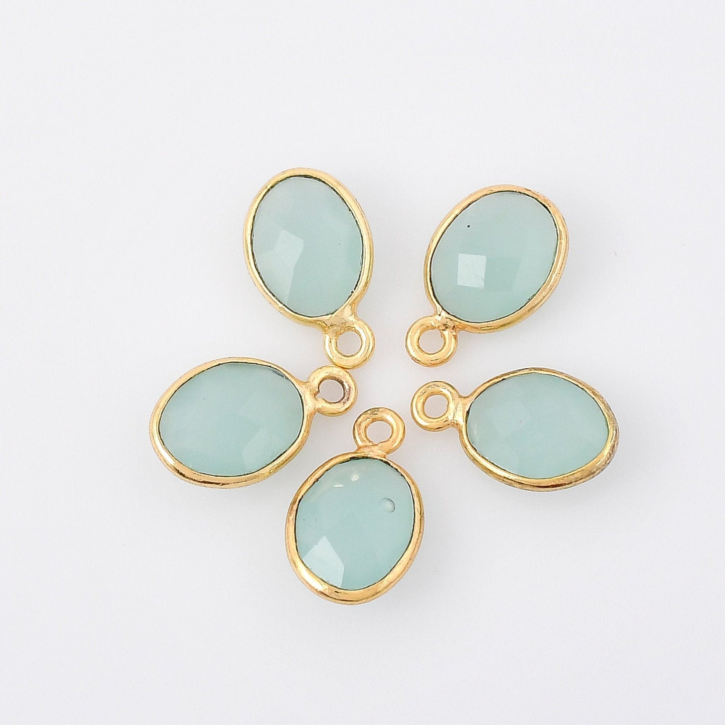 Aqua chalcedony 6x8mm Oval  Bezel connector,Chalcedony Gold Plated bezel,Aqua chalcedony Bezel,Gold Vermeil Bezel,jewelry Gold-Filled bezel