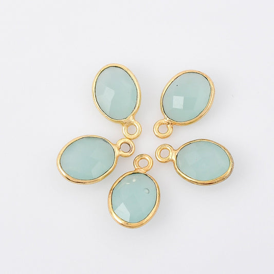 Aqua chalcedony 6x8mm Oval  Bezel connector,Chalcedony Gold Plated bezel,Aqua chalcedony Bezel,Gold Vermeil Bezel,jewelry Gold-Filled bezel