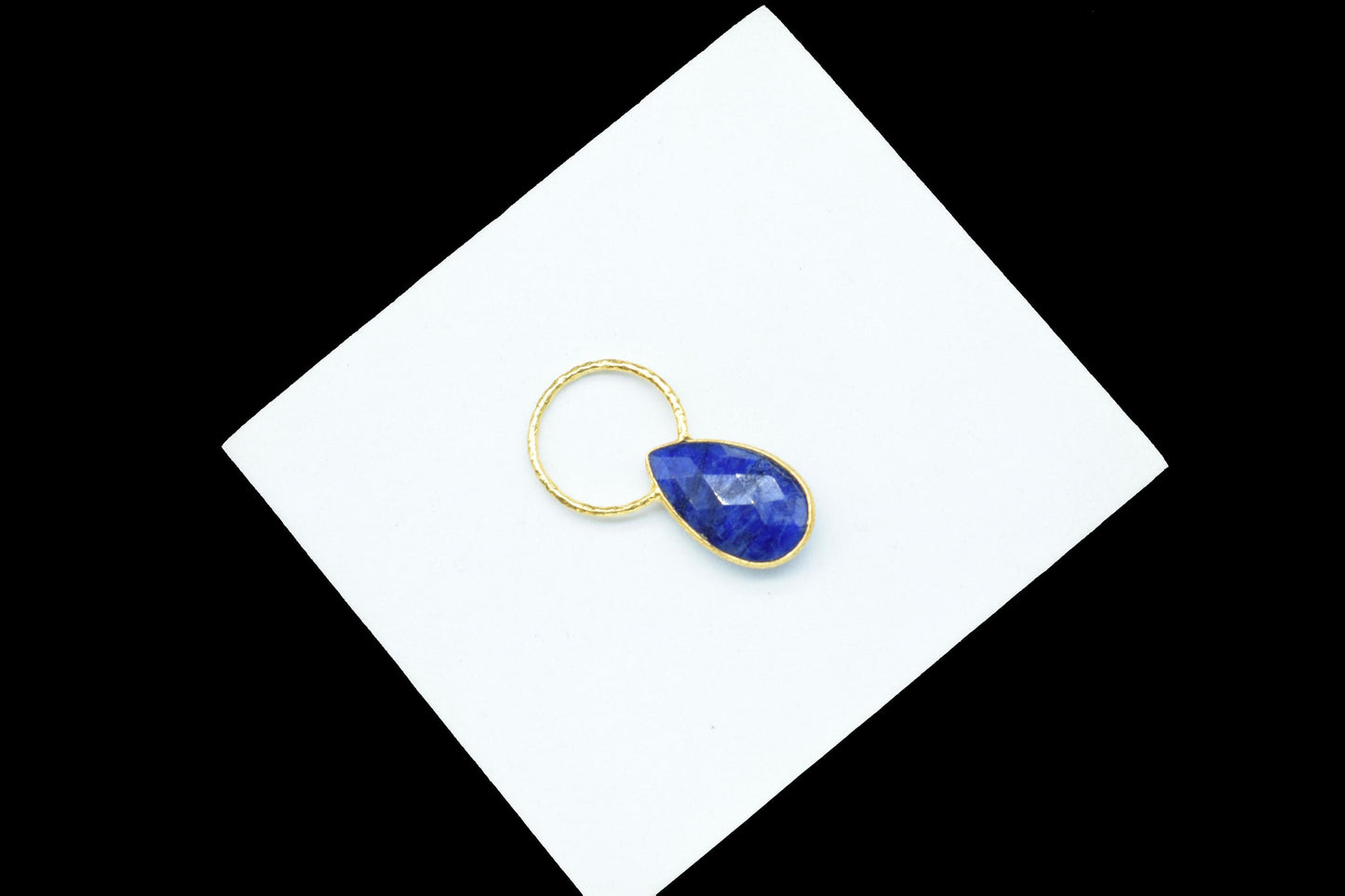 Blue Sapphire Jewelry Pendant/Sapphire Charms Pendant/Gold Plated Jewelry/Brass Connector Charms/Handmade Jewelry/Women Jewelry/B'day Gift