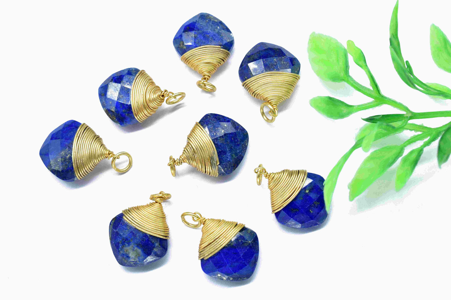 Lapis Lazuli Square Faceted Connector,Gemstone Wire Wrapped Pendant,Loop Connector,Pendant Jewelry,Wire Wrapped Necklace,Lapis Jewelry,Gift