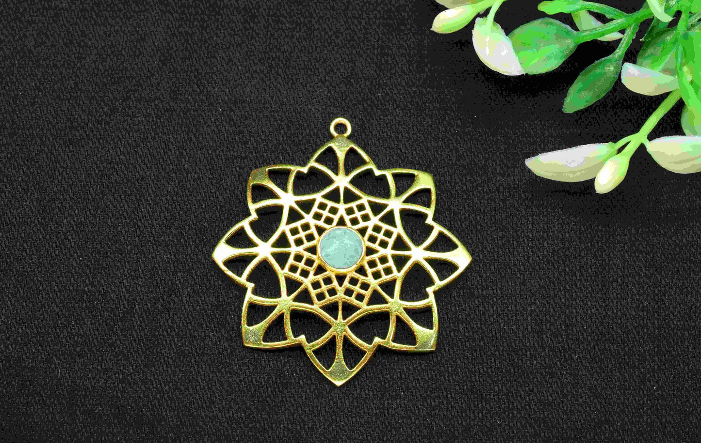 Amazonite Gemstone Component, Single Bail Charm, Amazonite Connector Pendant, Gold Plated Connectors ,Pendant Jewelry, Earring Component