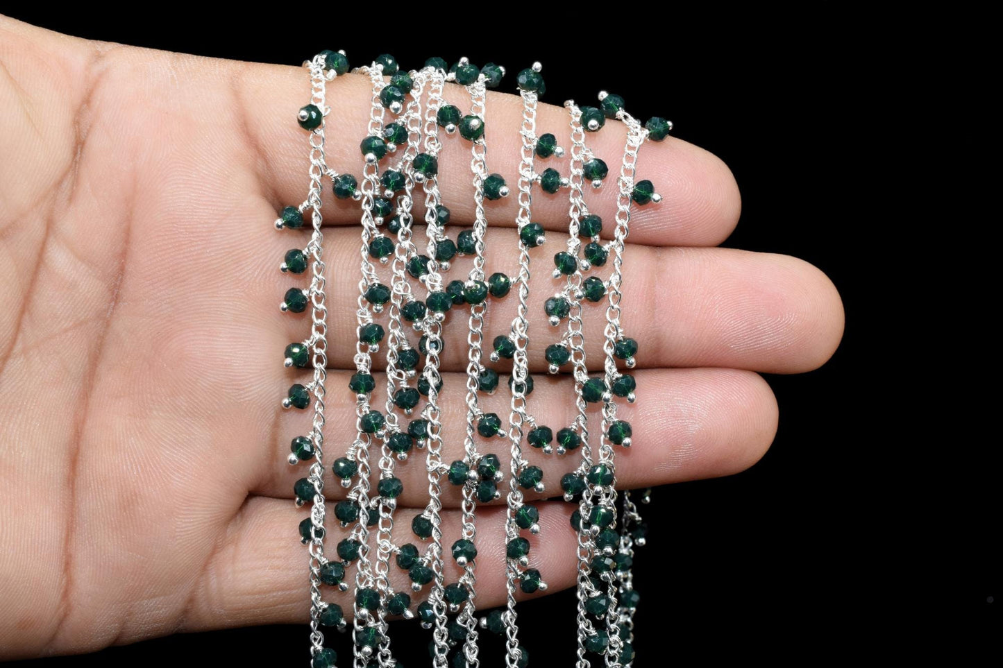 Emerald Quartz Cluster Rosary,Emerald Faceted Rosary Chain,Emerald Dangling Rosary,Unqiue Rosary,Wire Wrapped Jewelry,Beads Rosary Chain