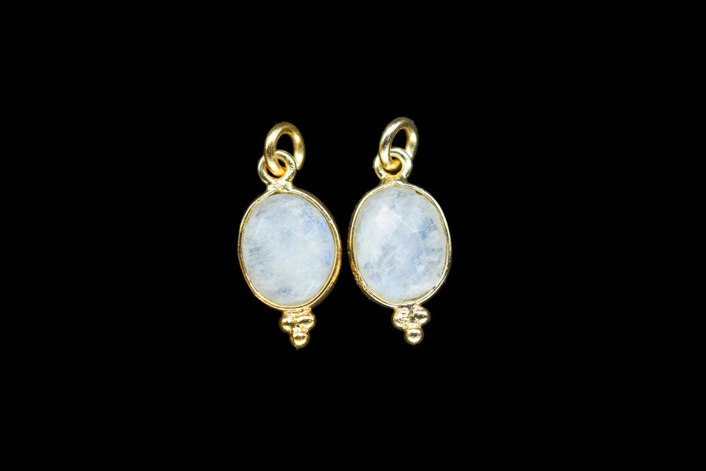 Moonstone 8x10mm oval Shape Pendant Jewelry/Moonstone Gold Plated Single Bail Connector jewelry/Moonstone Gemstone Teardrop Charms,Gift