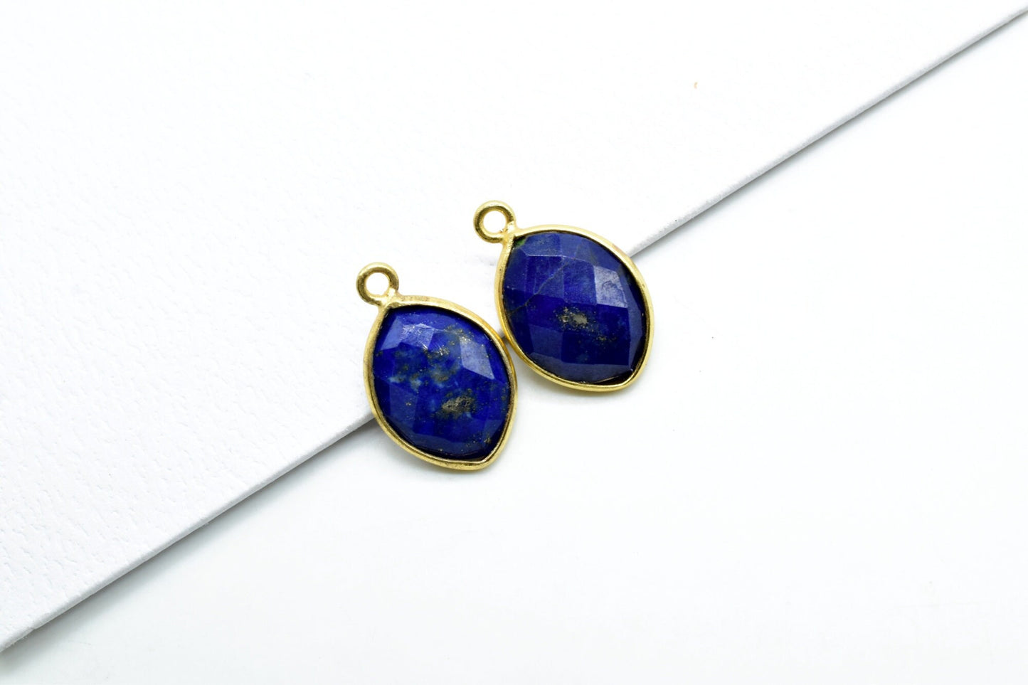 Lapis Lazuli 10x13mm eye shape single bail connectors,Lapis Lazuli pendant,Lapis Lazuli Gold Plated bezel,Hot Lapis Single loop Connector