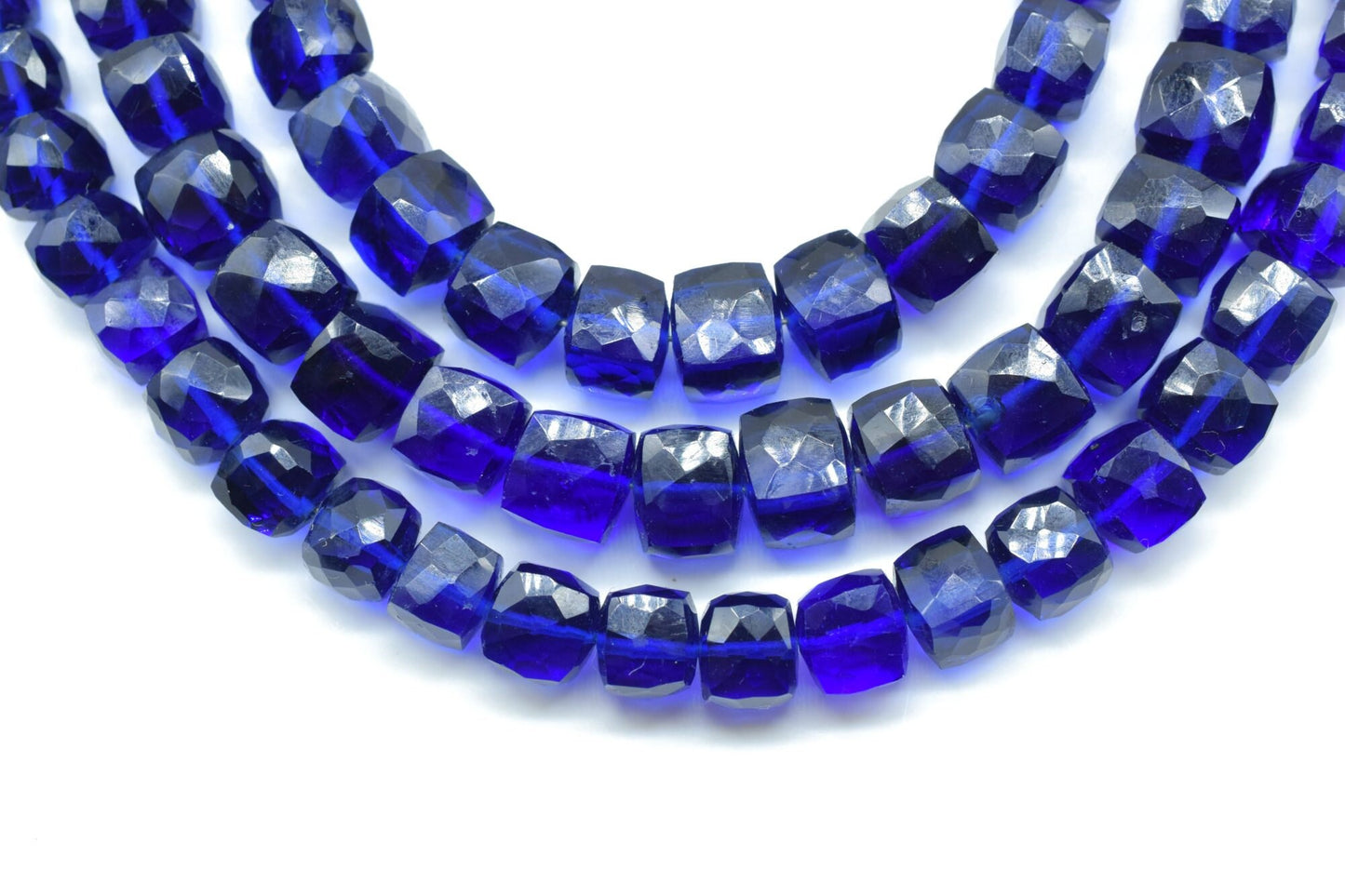 Blue Sapphire Faceted Cube Beads,3D Box Strand,3D square Dice Beads, Faceted Cube Strand,Jewelry Supplies,Blue Sapphire Briolettes,beads