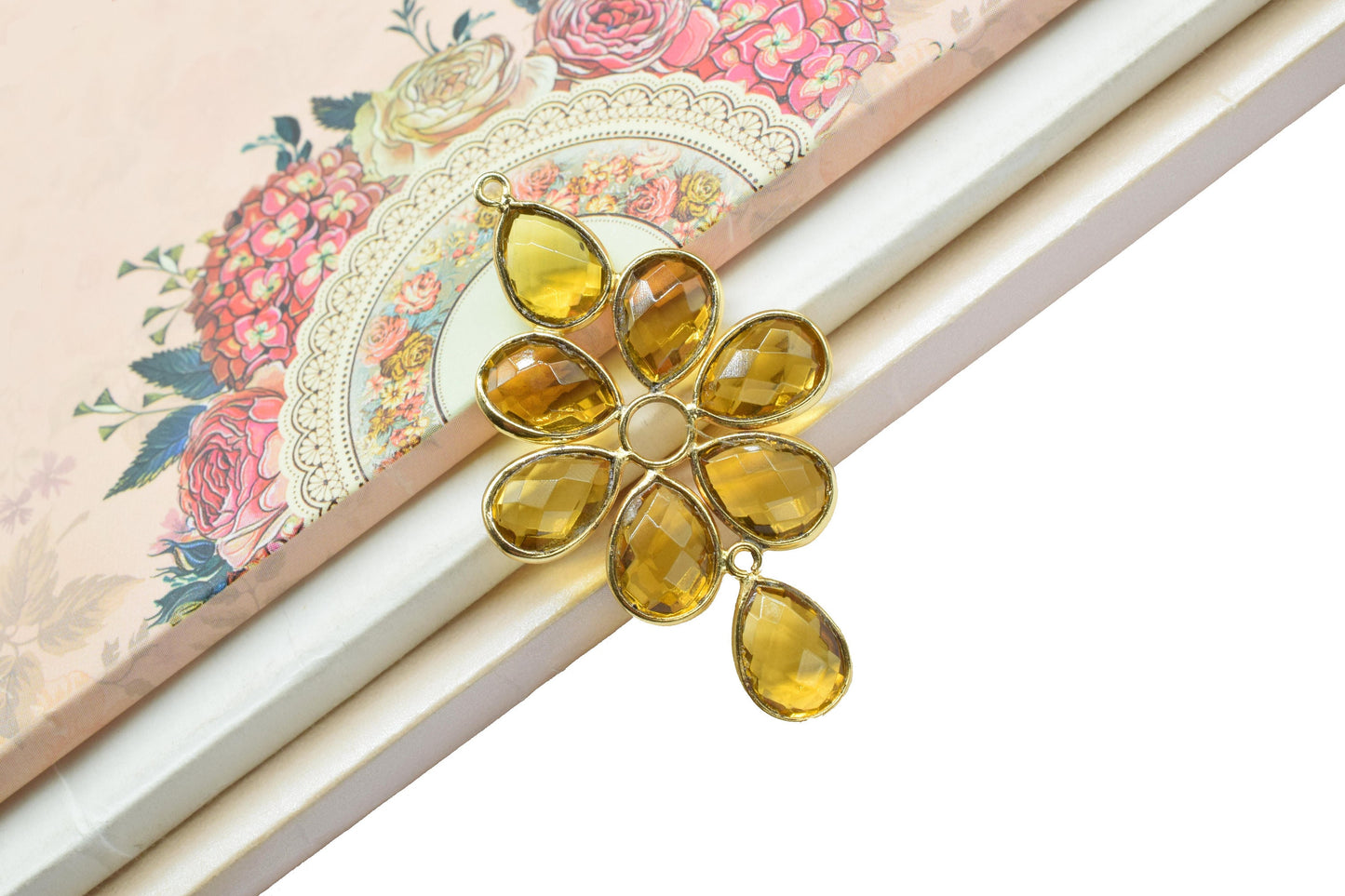 Components Earring Connectors,Craft Supplies,Handmade Pendant Beads Jewelry,Teardrop Station Bezel Link Pendants,Gemstone Flower Pendant