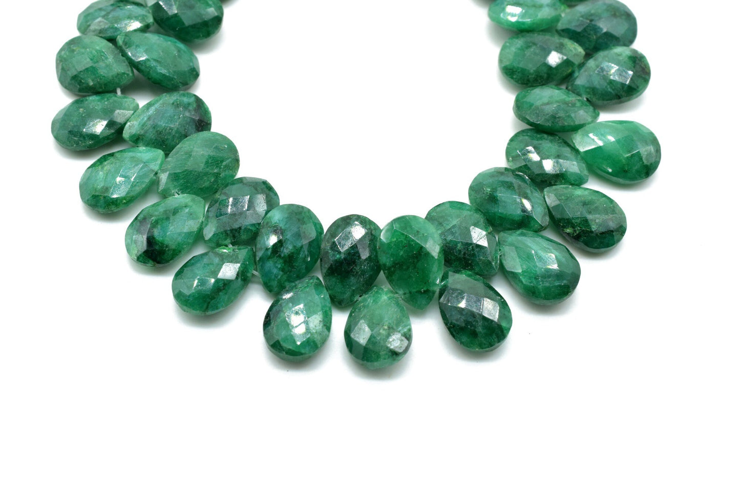 Emerald 9x13mm Briolettes,Natural Emerald Beads,Faceted Emerald Beads,Emerald Faceted Pear Briolettes,Emerald Jewelry making beads,Supplies