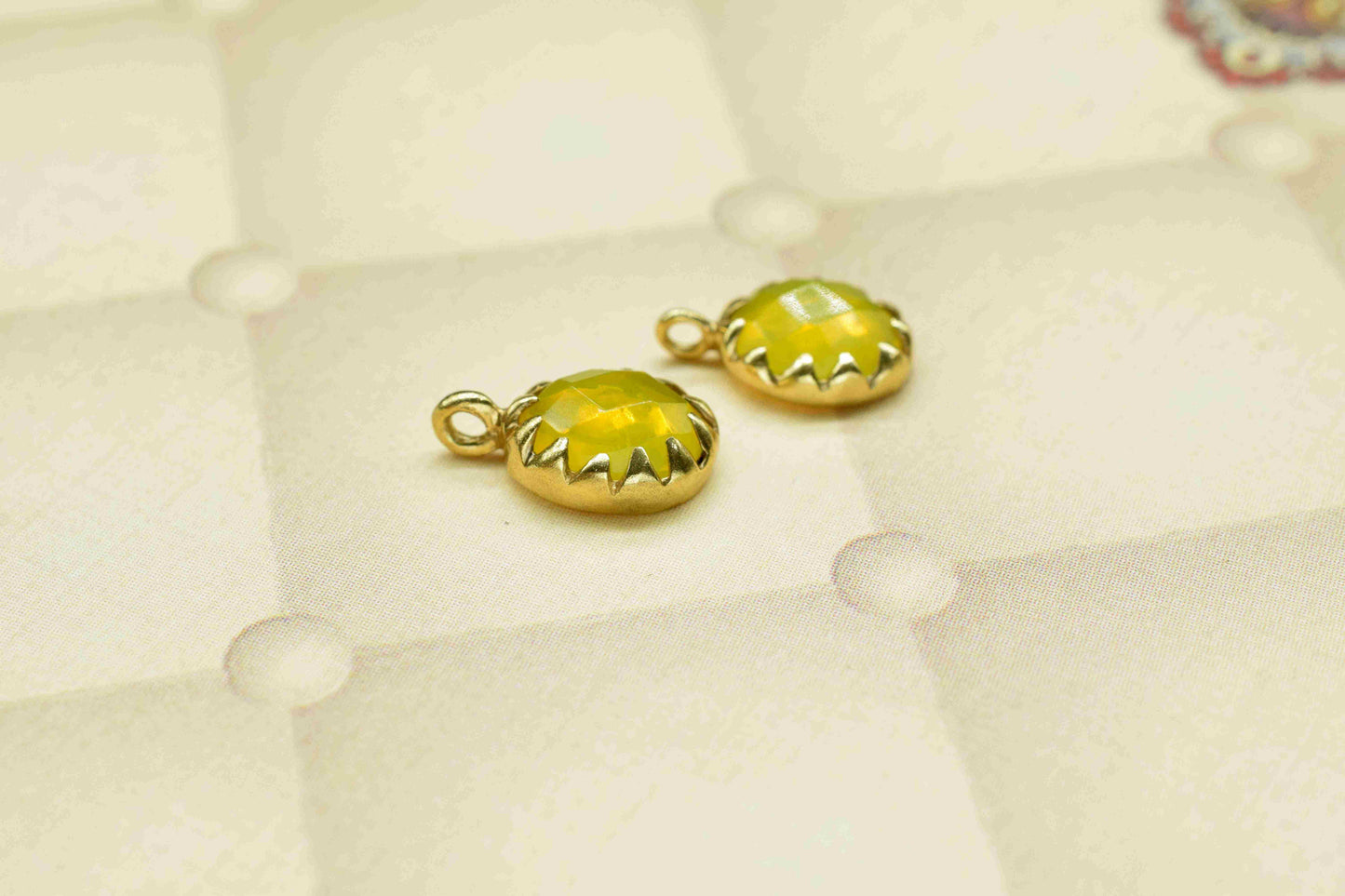 Yellow Opal Prong Connectors,Single bail connector,Yellow Opal Pendant Jewelry,Handmade Gemstone Bezel Link,Tiny Yellow Opal Bezel Pendant