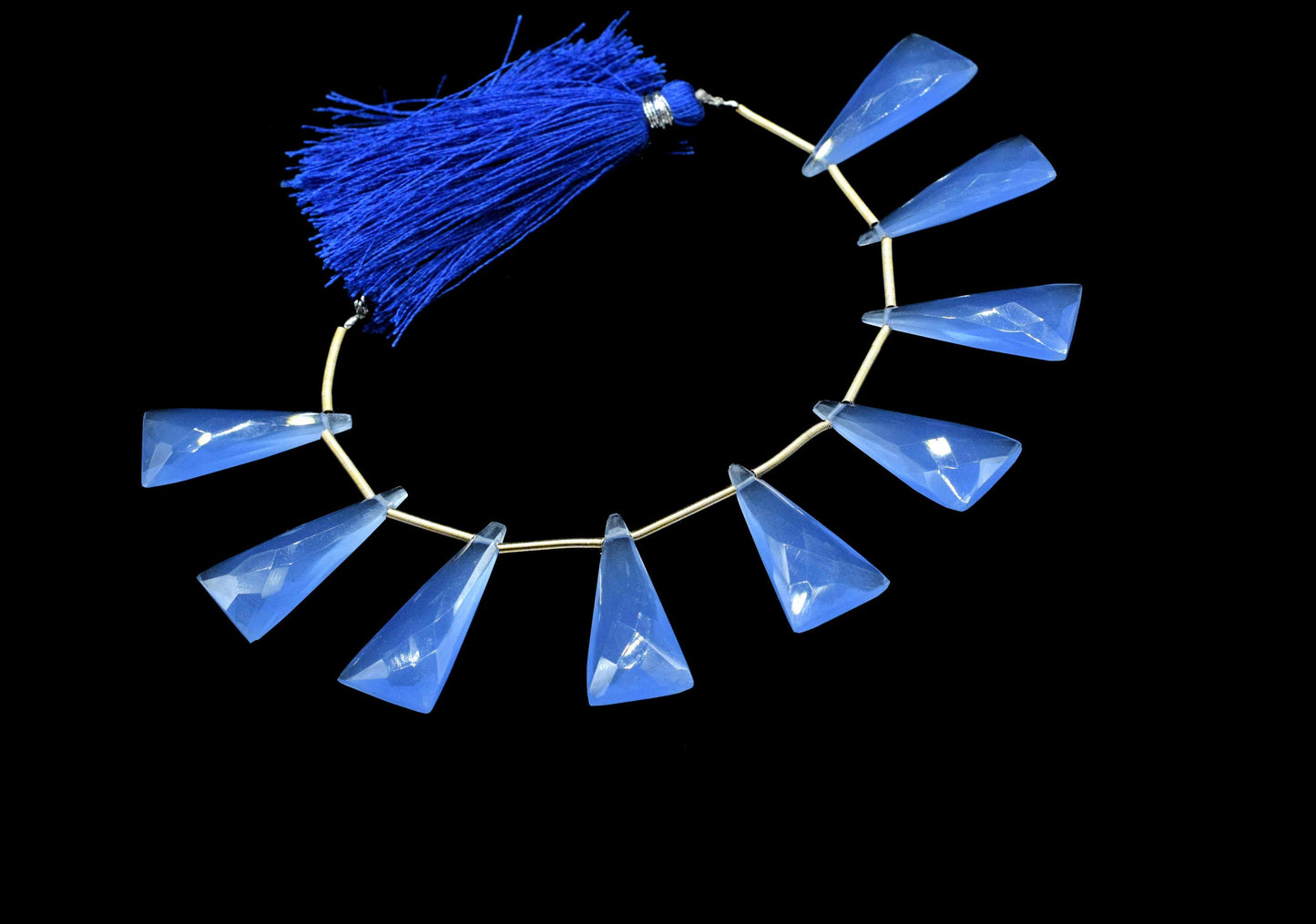 Blue Chalcedony Triangle Faceted Briolettes, Blue Quartz 12x25mm Briolette, Loose Gemstone Briolette, Blue Stone Jewelry Supplies, Briolette