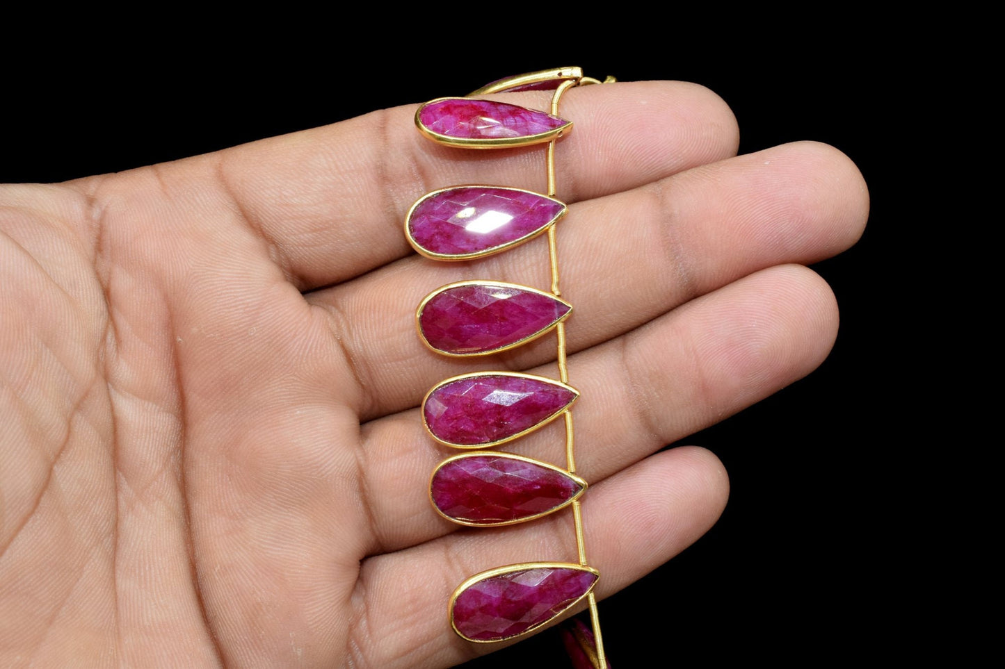Ruby 8x20mm  Faceted Pear Shape Bezel,Ruby Single Flat Bail links,Ruby gold charms,Hot Selling Ruby Single Bail Connector,Bezel