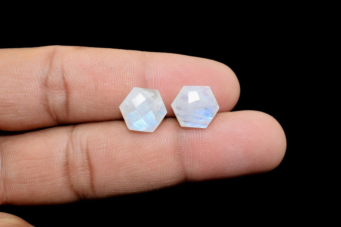 Moonstone faceted 10mm Hexagon Briolettes,Moonstone Hexagon Beads,Gemstone Hexagon Beads,Rainbow Moonstone Hexagon Beads,Fancy Briolettes