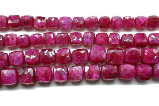 Ruby Faceted Cube Beads,3D Box Strand,3D square Dice Beads,Faceted Cube Strand,Jewelry Supplies,Ruby Briolettes,Ruby box briolettes,strand