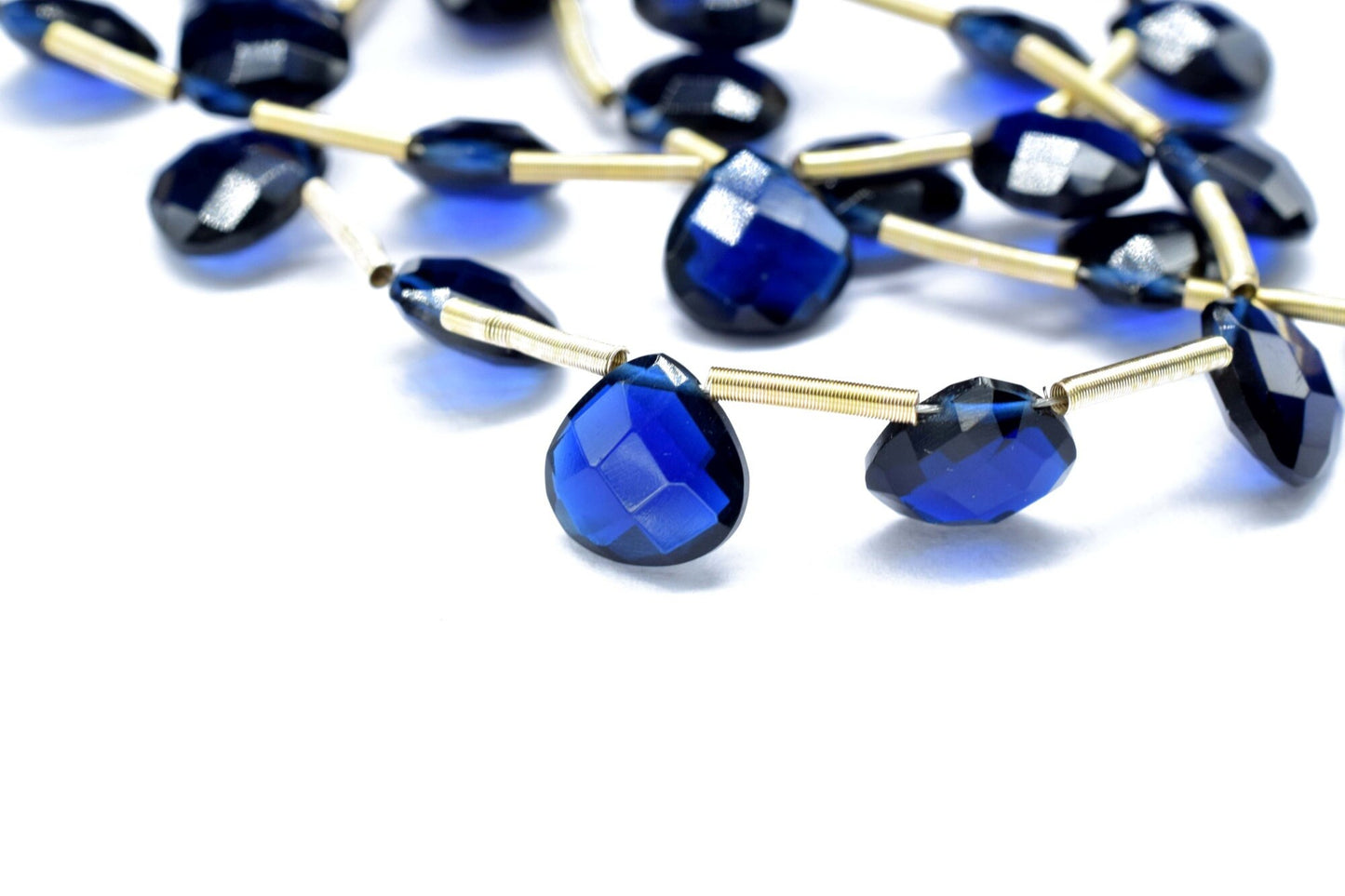 Blue Kaynite Faceted Heart Shape Briolettes, Blue Gemstone Heart Beads, Kaynite 9 Inch Strands,Jewelry Making Supplies,Kaynite Heart Jewelry