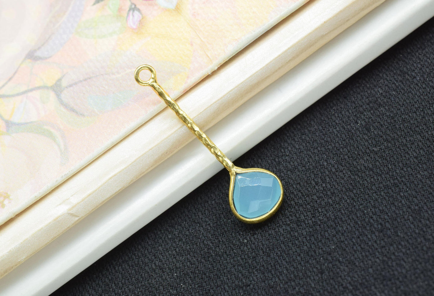 Aqua Chalcedony  Pendant/Gemstone Component/Faceted Aqua Chalcedony  Single Bail Charm/Necklace Pendant/Heart Shape Charm/Wholesale Supply/